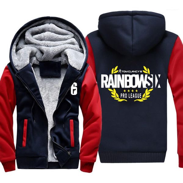 

zipper fly thick winter clothes homme casual hooded collar rainbow six siege mens hoodies designer, Black