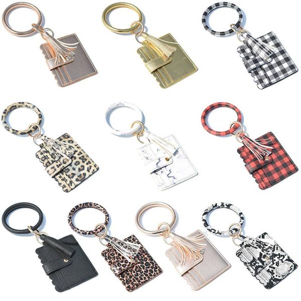 

keychain card bag for women men leopard snake wallet leather tassel kabaw fashion bracelet keychain jewelry 2020 sell #c, Golden;silver