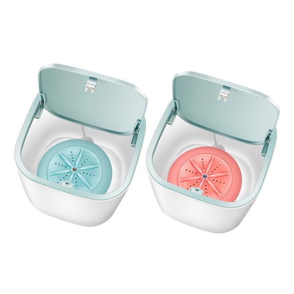 

2x portable washing machine for makeup brush pants travel camping pink blue