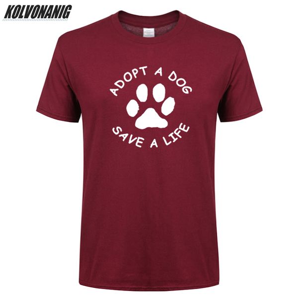 

2019 men's clothing brand adopt a dog paw save a life letters animal print t shirt men oversized casual cotton o-neck tees