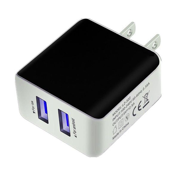 

cgjxswall charger power adapter dual usb ports 5v 2 .5a ac home travel eu us plug for samsung s6 s7 8 htc tablet pc mp3