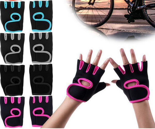 

fashion men women gym body building weight lifting training fitness gloves sports exercise slip-resistant dumbbell workout half finger glove, Black