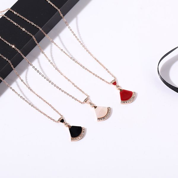 

non-fading titanium steel necklace simple fan skirt children's rose gold necklace ins necklace, Silver