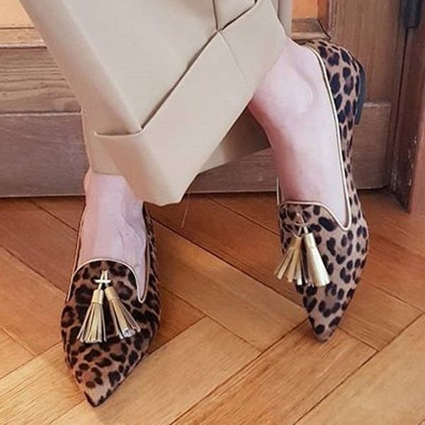 

pointed toe flat shoes women's shoes tassel shallow mouth casual spring autumn plus size 33-43, Black