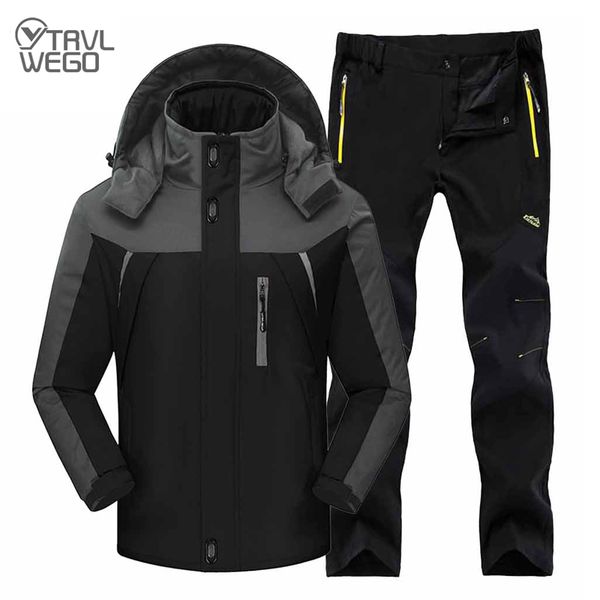 

trvlwego winter ski suit men windproof waterproof snowboard jacket and pants outdoor super warm thick thermal fleece snow coat