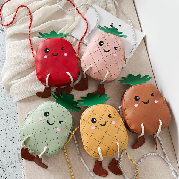 

2020 new cartoon pineapple children bag new girl travel small bag cute coin purse kid shoulder bag