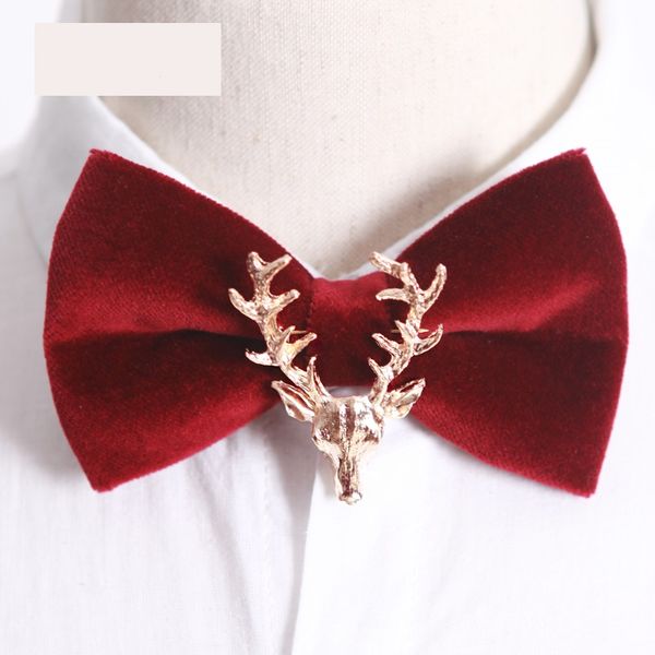 

2020 new men bow tie velvet metal elk bowties butterfly luxury designers brands wedding bow ties for men wine red, Black;gray