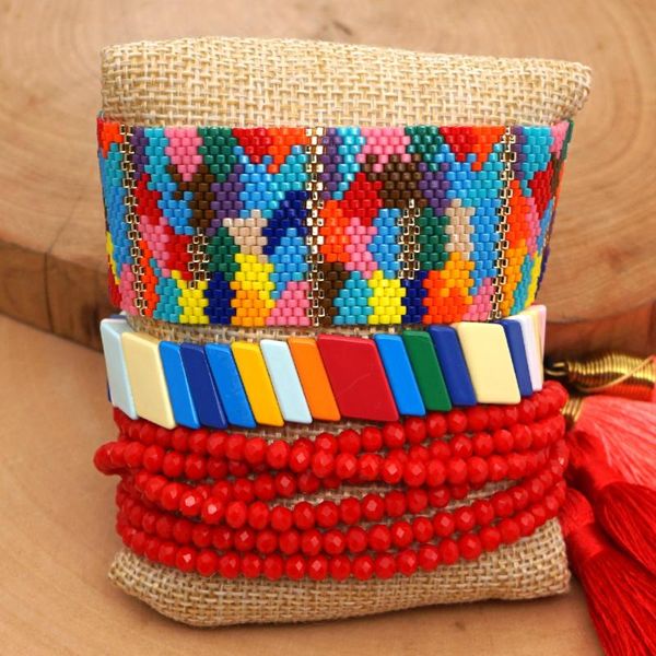 

grapes 2020 bracelets new miyuki bead woven rainbow model with zinc alloy paint shell female pulseras mujer bracelets, Golden;silver