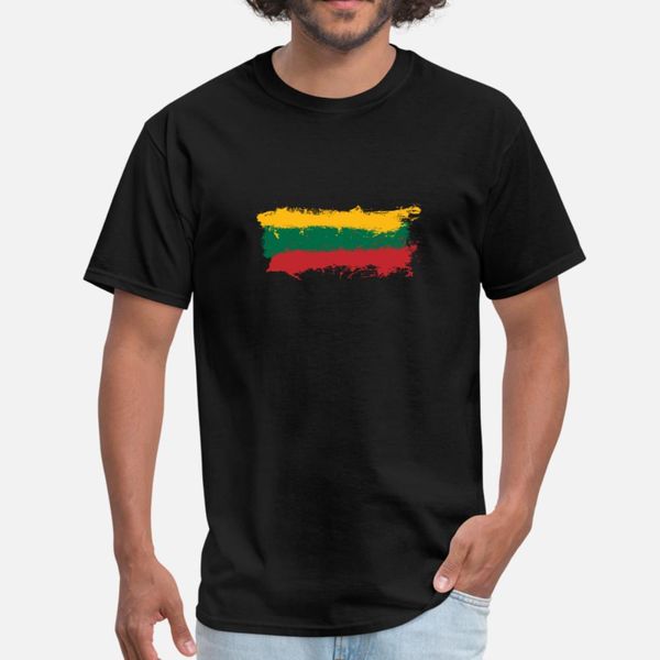 

lithuania flag brush strokes t shirt men designs tee shirt crew neck unique fitness funny spring autumn vintage shirt