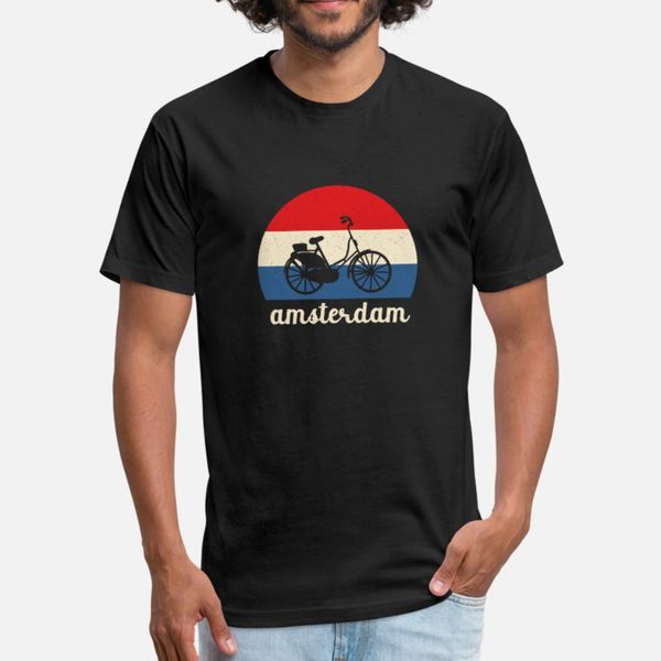 

amsterdam bike souvenir t shirt men designs cotton s-3xl slim cute funny casual spring leisure shirt