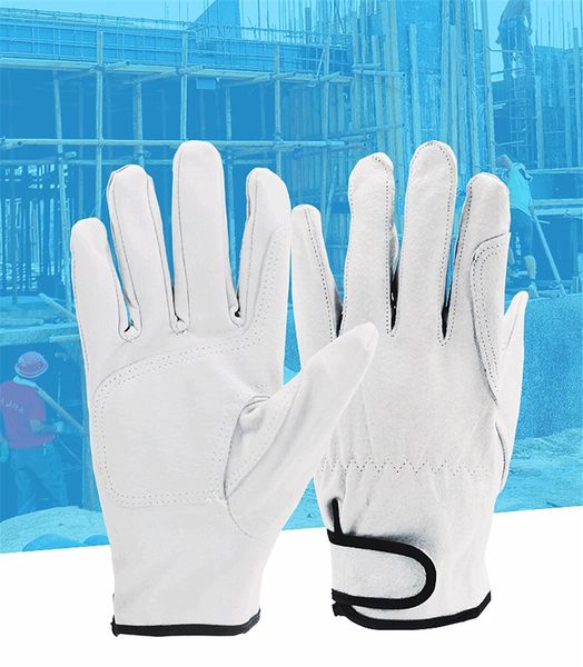 

outdoor pigskin work gloves non-slip welding work place labor leather gloves oil resistant garden driving pig leather gloves, Black
