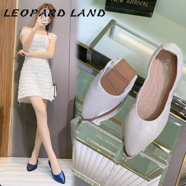 

leopard land 2020 new design women's comfortable shallow mouth pointed flat student graceful low heel single shoes wz-w1-4a, Black