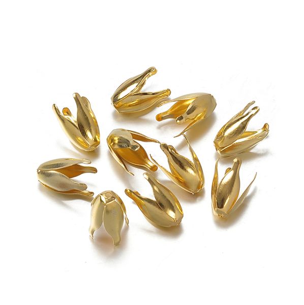 

100pcs 13mm flowers filigree petal beads caps gold bulk end spacer beads caps findings for jewelry making diy crafts accessories