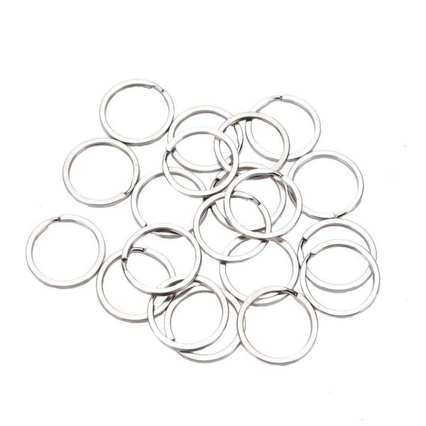 

50/100 pcs/set keychain key ring new stainless alloy silvery key chains circle diy 25mm keyrings jewelry, Silver