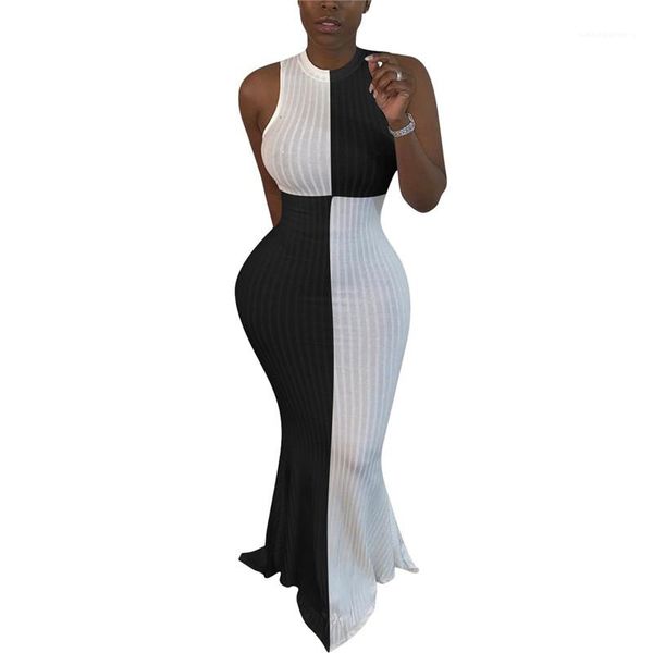 

clothes women dresses fashion panelled color sleeveless club dresses crew neck sheath party dreeses woman, White;black