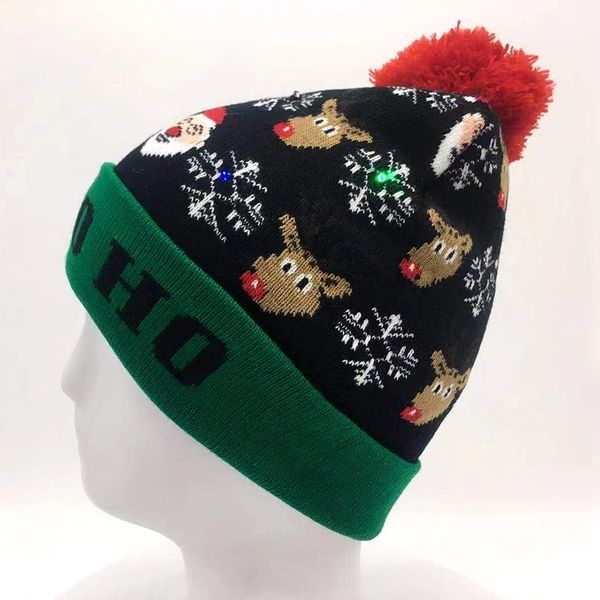 

new design christmas decoration party hat knitted winter led christmas hats