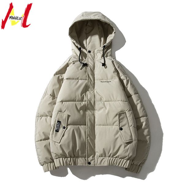 

manvalue men's winter clothes young students cotton-padded jackets korean style handsome short coats thickened parkas, Black