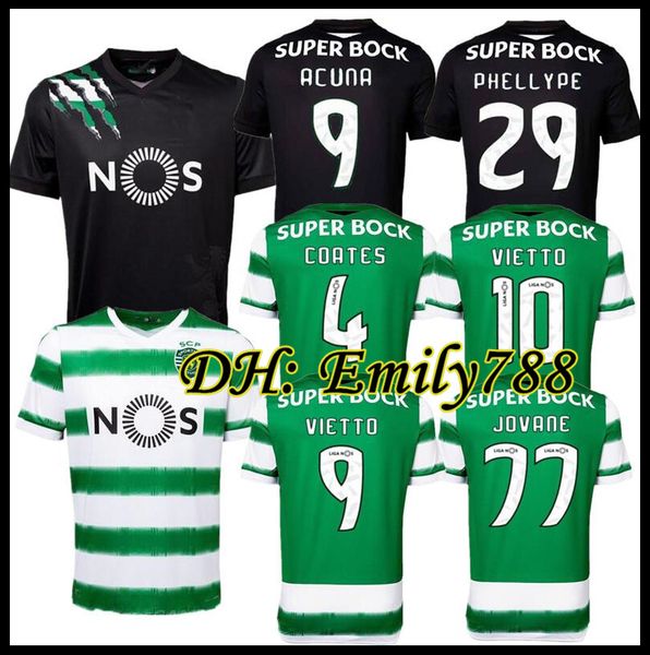 

20/21 sporting lisbon soccer jerseys 2020 home vietto coates acuna phellype soccer shirts jovane rosier battaglia football uniform, Black;yellow