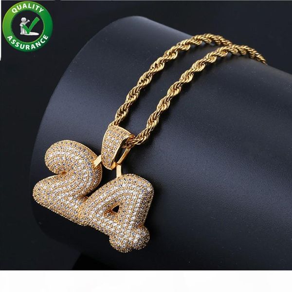 

hip hop number 24 custom bubble letter pendant mens gold chain necklace diamond iced out pendants for men luxury designer jewelry rapper, Silver