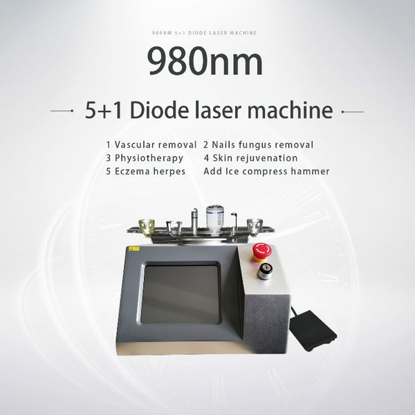

5 spot size 0.2mm 0.5mm 1mm 2mm 3mm professional 5 in 1 980nm vascular spider veins remover blood vessels removal machine on sale, Black
