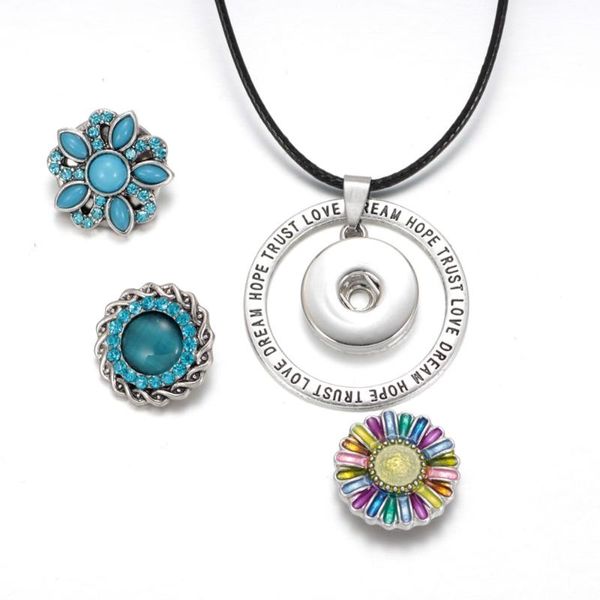 

dz0349 new arrivals round snap button pendant necklace genuine leather link chain necklaces trendy jewelry, Silver