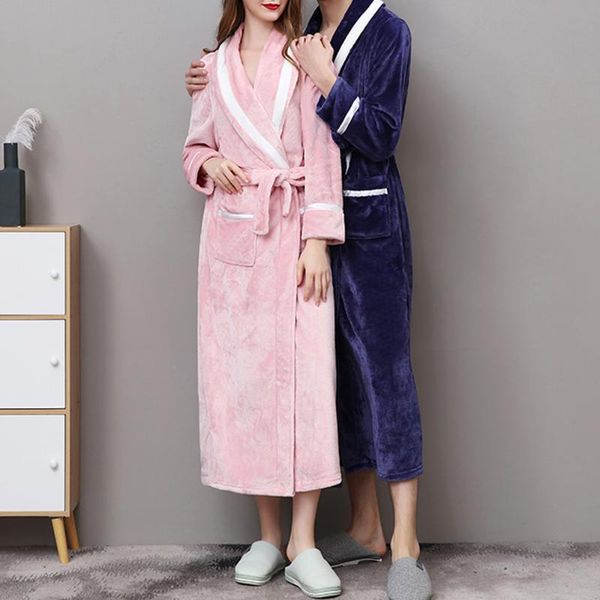 

фланель длинной пары одеяние сгущает кимоно женщин szata zestawy пеньюар femme полосатого winter lounge ночного plus размер  xl xxxl, Black;red