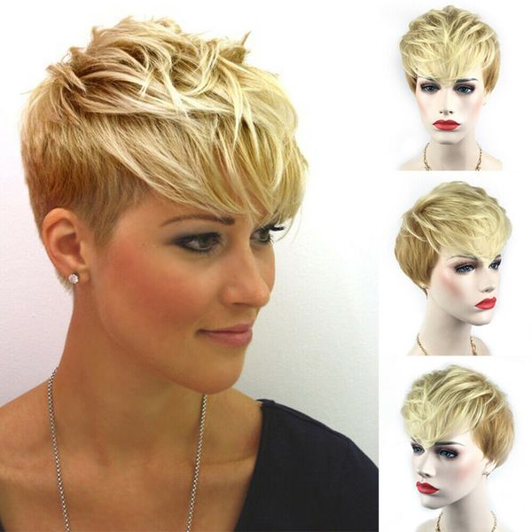 

ladies short full wig blonde heat resistant synthetic hair cosplay party costume, Black