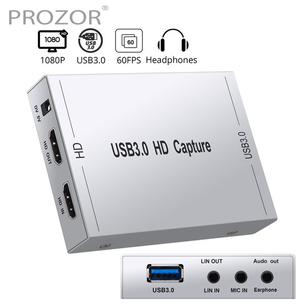 

prozor 1080p hdmi capture card hdmi to usb3.0 live video capture box game with loop-out withmicrophone audio