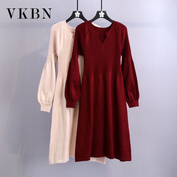 

wqjgr 2020 autumn winter sweater dress women and pullover long sleeve thin acrylic dresses women, Black;gray