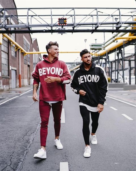 

fashion printed hooded slim tracksuits mens casual pullover active suits designer mens 2pcs, Gray