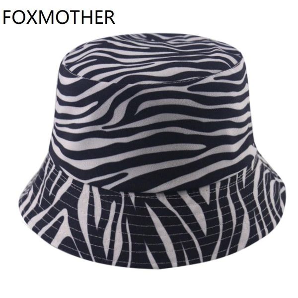 

caps 2020 women fisherman for black gorras print striped fashion white new hats bucket foxmother reversible summer zebra srhln beidiensport, Black;white