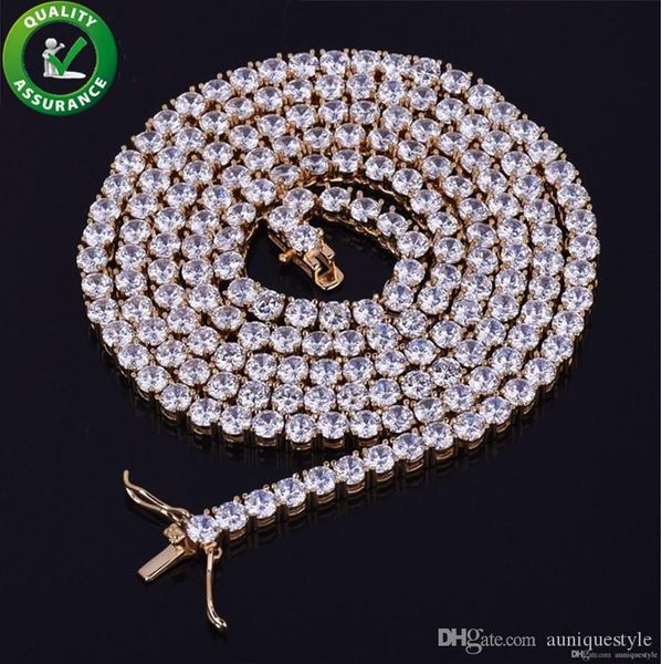 

designer necklace mens hip hop jewelry iced out chains diamond tennis cuban link luxury necklace fashion silver gold bling rapper dj 18inch