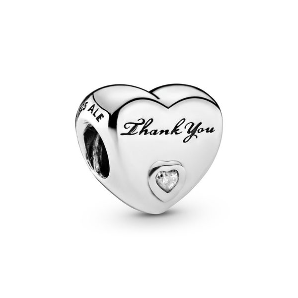 

2020 new authentic ale 925 sterling silver polished thank you heart charms beads fit pandora bracelets for diy fashion jewelry design making, Black