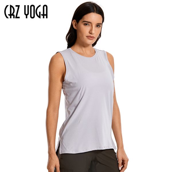 

crz yoga women's pima cotton workout tank loose fit yoga sleeveless shirts muscle tank, White;red