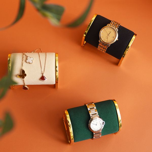 

jewelry pouches, bags portable high-end metal bracelet bangle watchnecklace display stand holder watch organizer t-bar rack, Pink;blue