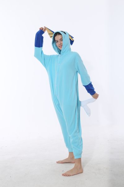 

cartoon animal mascot one-piece pajamas, couple fleece, home service two-color spot wholesale, Red;yellow