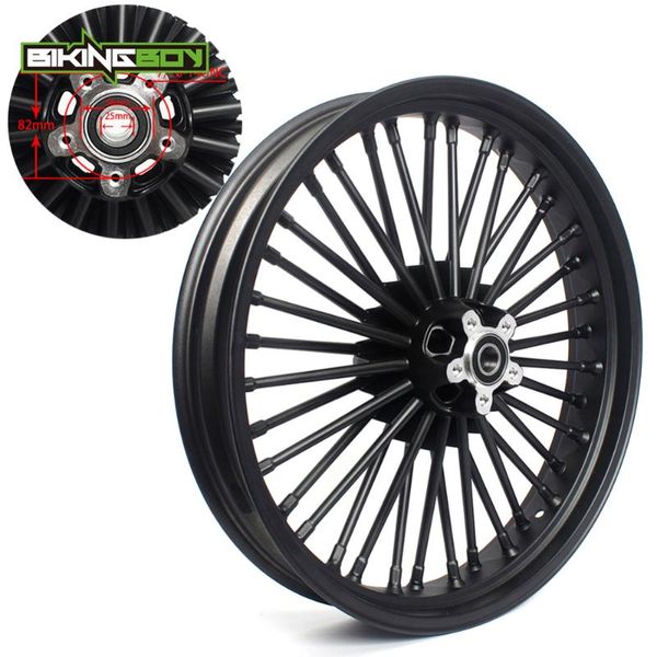 

bikingboy 21" x 3.5" universal single disc front wheel 36 fat spokes for dyna / softail / touring sportster models