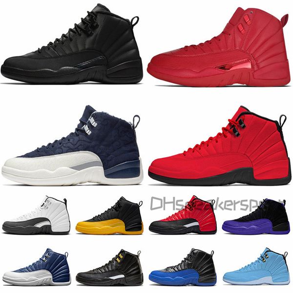 

12 12s high basketball shoes mens gym red wool nylon taxi gamma blue xii men sport sneakers us 7-13