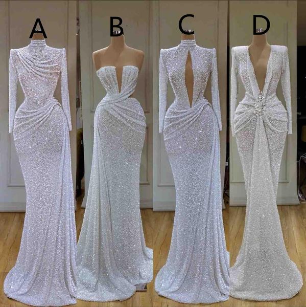 

2020 4 style shiny sequined mermaid prom dresses for women elegant glitter long formal evening gown robes de soirÃ©e, Black