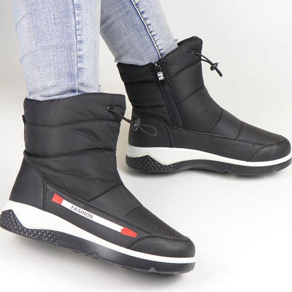

winter boots waterproof snow boots ankle wedge shoes women fur platform ladies short zipper botas warm black bota feminina