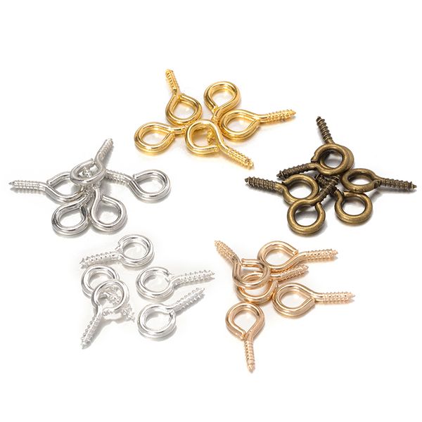 

200pcs metal small eye hook screw pins tiny eye pins gold silver clasp hooks connector for handmade diy jewelry making findings