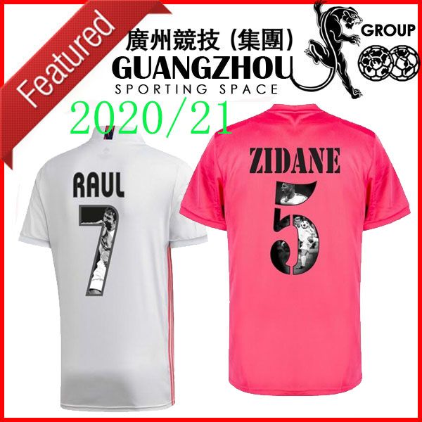

20 21 real madrid special raul 7 home away soccer jerseys zidane 5 callry style print 2020 2021 jersey retro football shirts, Black