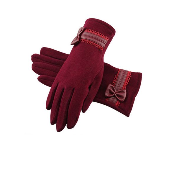 

five fingers gloves women winter touch screen warm outdoor driving mittens cute, Blue;gray