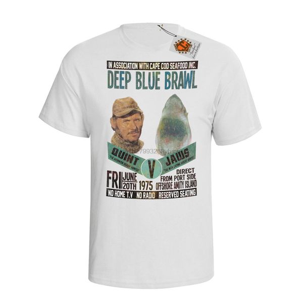 

челюсти mens t-shirt фильм вдохновленный shark deep blue brawl fight ретро подарок