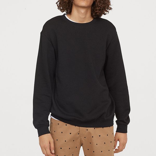 

wholesale custom soft brush inside crew neck mens custom sweatshirt, Black