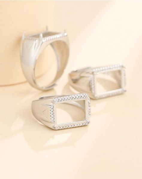

10*14mm 925 sterling silver semi mount bases blanks base blank pad rings ring setting set jewelry gift a5473, Golden;silver