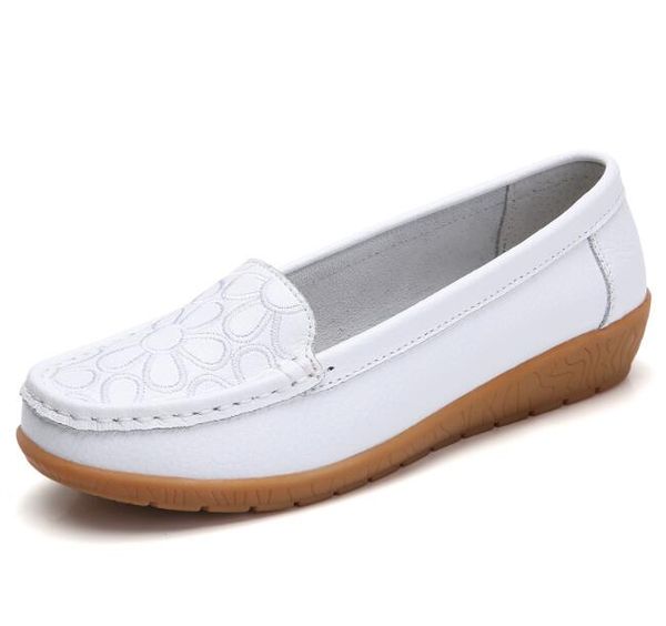 

woman flats genuine leather shoes slip on ballet comfortable women flats embroidered shoes woman soft loafers, Black