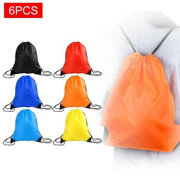 

6 pieces waterproof swimming bag drawstring gym bags sports gym swim dance backpack drawstring beach shoulder pouch back pack