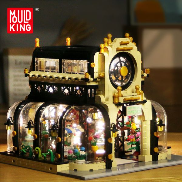 Jardim botânico com luzes LED Building Blocks Streetview Série Moc Moc Mouldking 16019 2147 + PCS Assembléia Tijolos Crianças Brinquedos Natal Presentes de Aniversário para Crianças