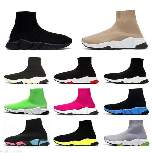 

2020 new speed trainer sock shoes casual platform boots graffiti black white blue pink oreo red fashion men women sport sneakers 36-45